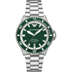 Emporio Armani Sea Explorer Automatic Green Dial Silver Men's Watch - AR60080
