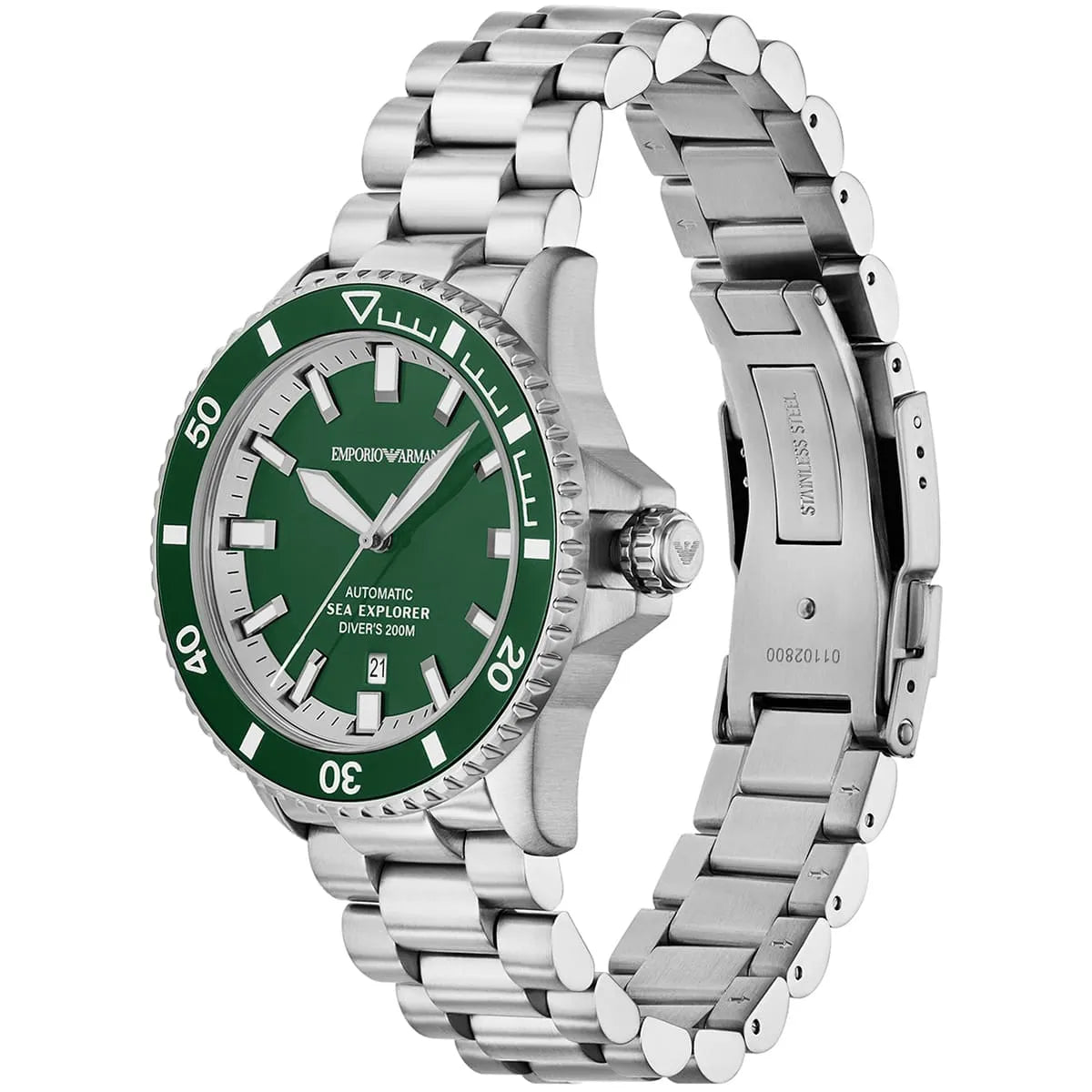 Emporio Armani Sea Explorer Automatic Green Dial Silver Men's Watch - AR60088 Secundaire afbeelding