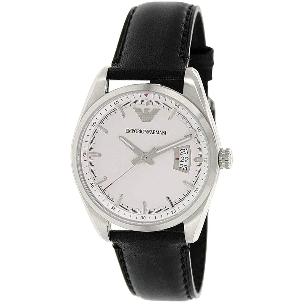 Emporio Armani Sportivo Date Window Black Genuine Leather Men's Watch - AR6015
