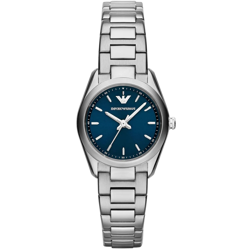 Emporio Armani Tazio Small Sunray Blue Dial Silver Women's Watch - AR6029