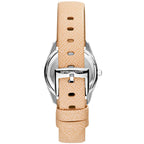 Emporio Armani Tazio Small Beige Saffiano Genuine Leather Women's Watch - AR6032