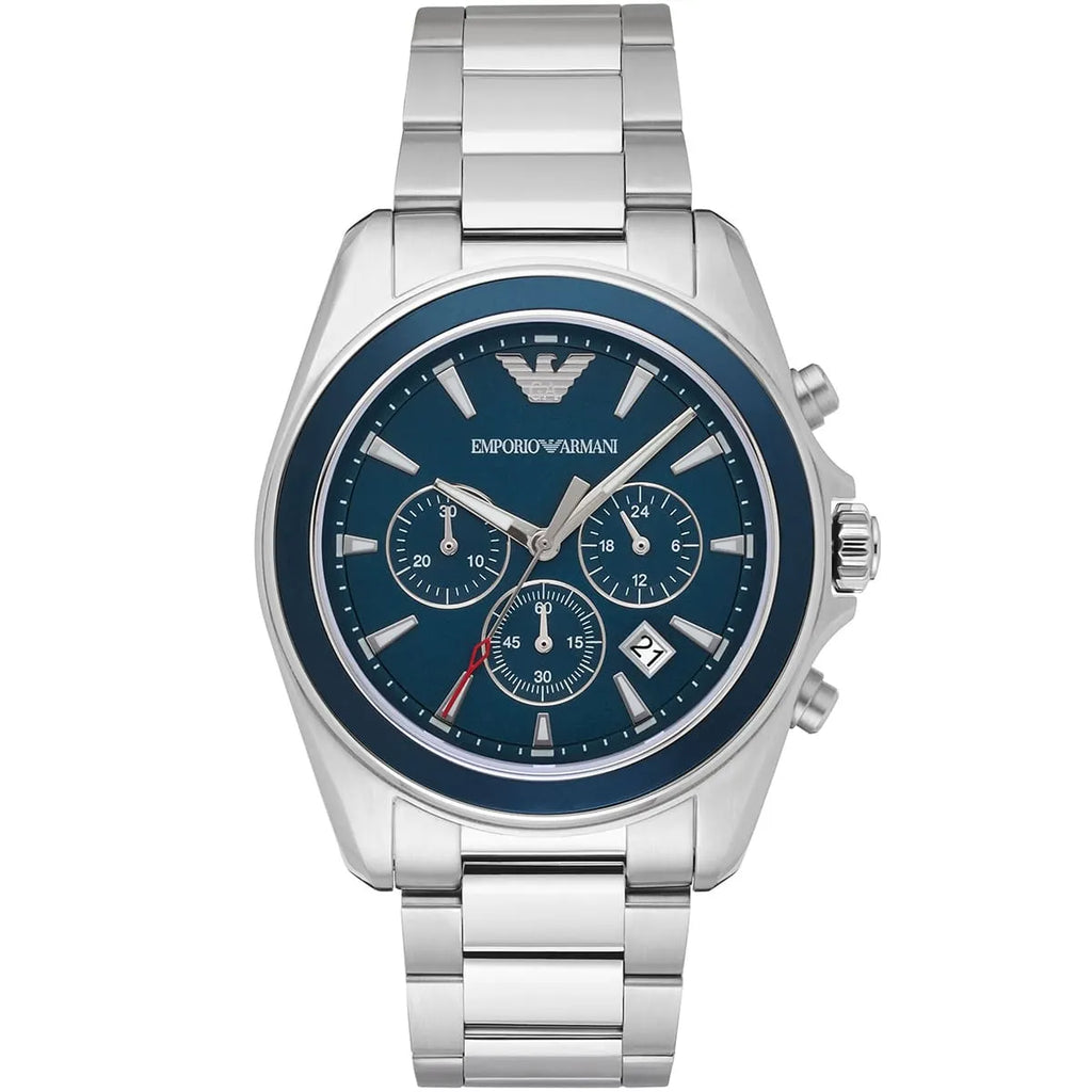 Emporio Armani Tazio Large Chronograph Silver Men's Watch - AR6091