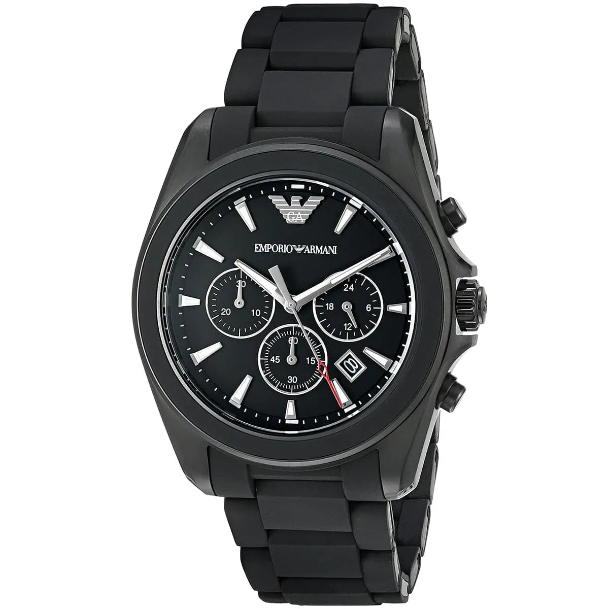 Emporio Armani Tazio Large Chronograph Matte Black Dial Black Silicone-Wrapped Stainless Men's Watch - AR6092 Secondary image