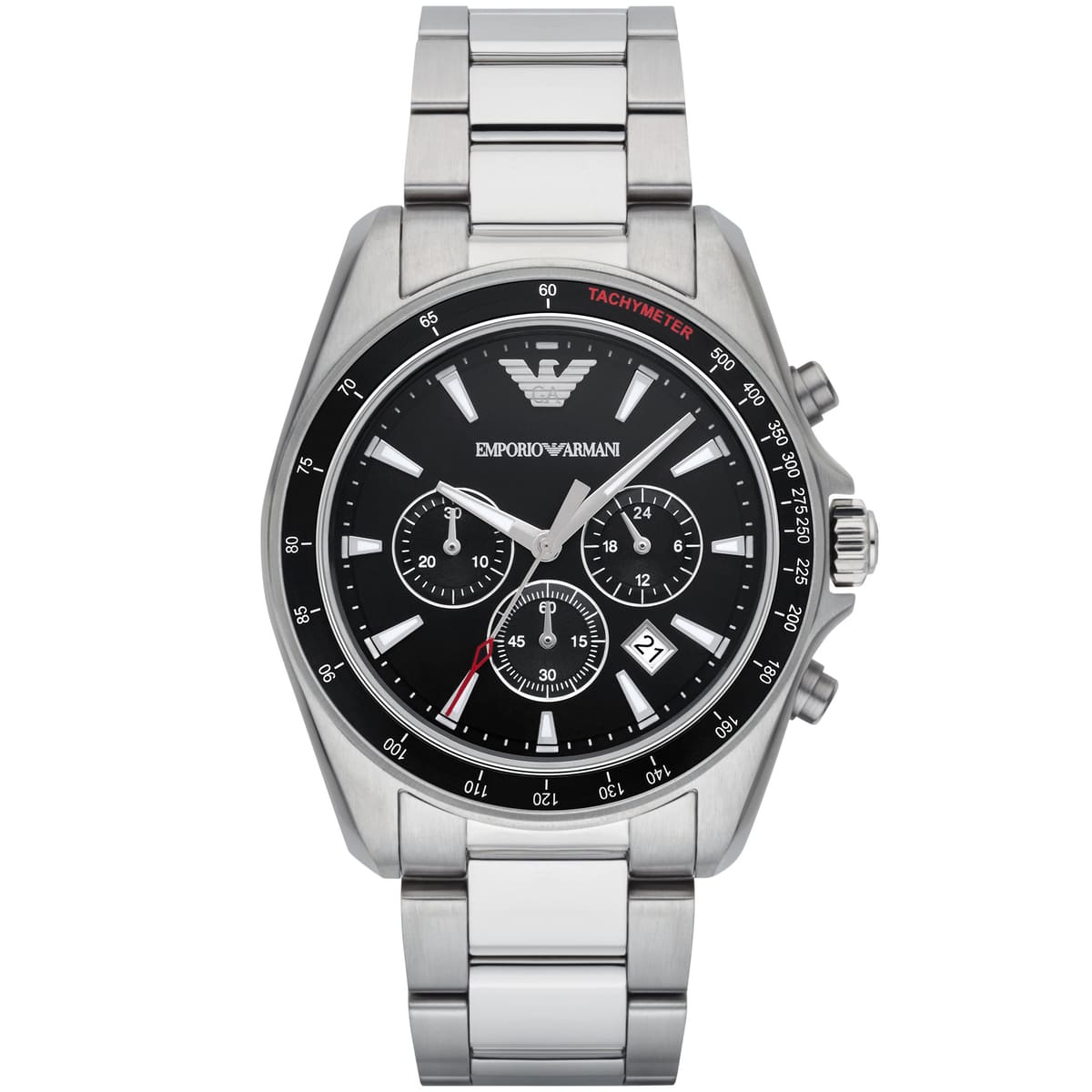 Emporio Armani Sigma Chronograaf Herenhorloge met Zwarte Wijzerplaat en Zilveren Handvatten - AR6098 Hoofdafbeelding