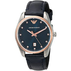 Emporio Armani Tazio Medium Blue Dial Blue Genuine Leather Women's Watch - AR6124
