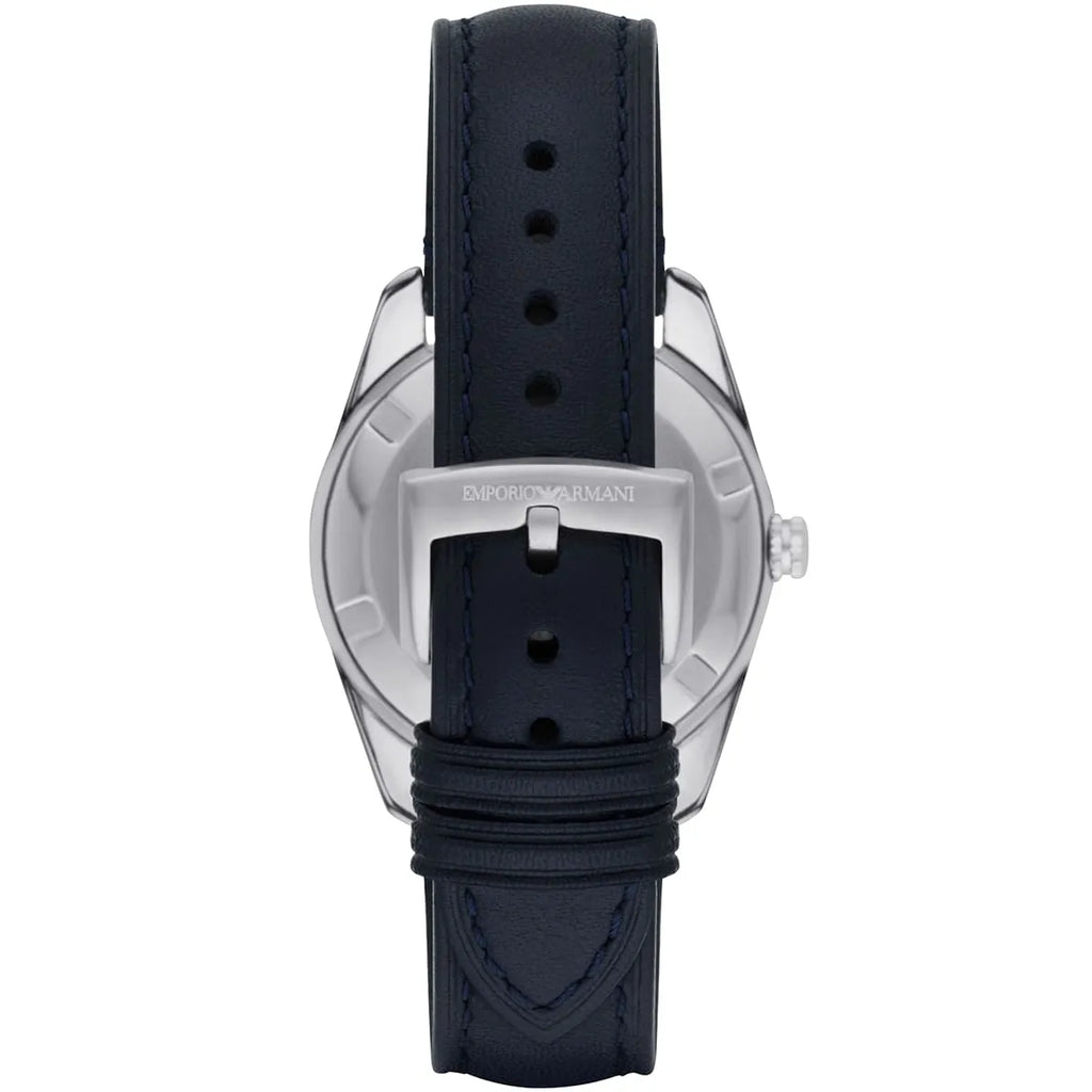 Emporio Armani Tazio Medium Blue Dial Blue Genuine Leather Women's Watch - AR6124