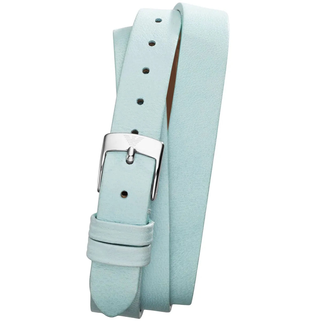 Emporio Armani Marco Catwalk Rectangular Wrap-Around Blue Genuine Leather Women's Watch - AR7355