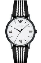 Emporio Armani Kappa Black and White Striped Nylon Strap Men's Watch - AR80004