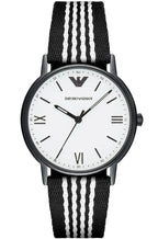 Emporio Armani Kappa Black and White Striped Nylon Strap Men's Watch - AR80004