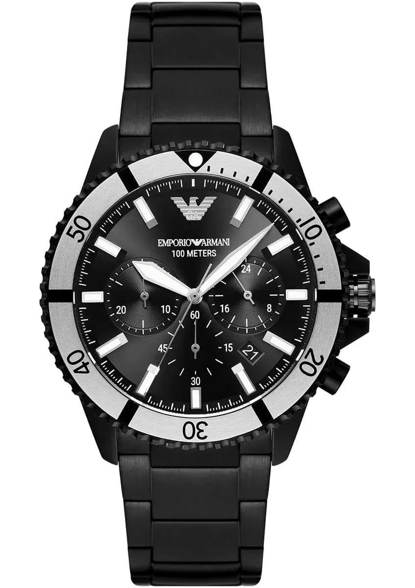 Emporio Armani Diver Chronograph Black Men's Watch - AR80050 Hoofdafbeelding