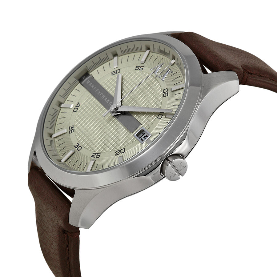 Armani Exchange Whitman Silver Dial Brown Leather Date Watch - AX2100 Secundaire afbeelding