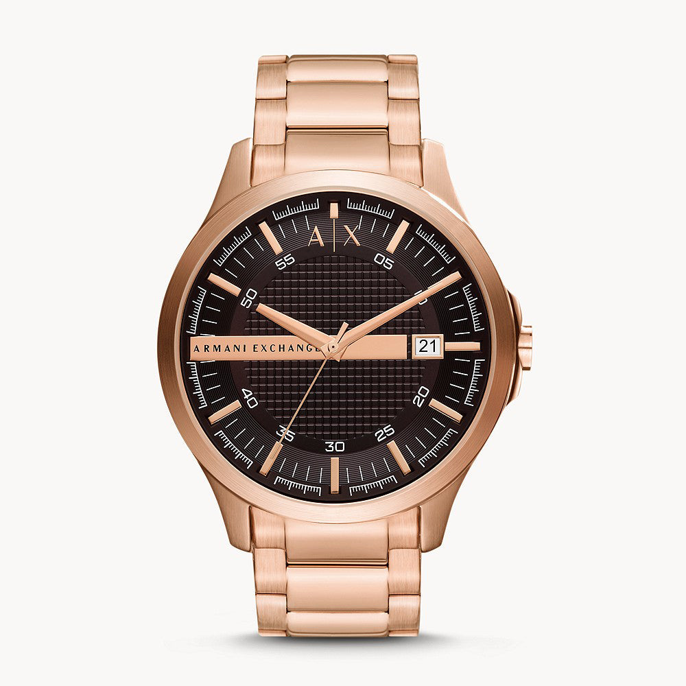Armani Exchange Hampton Date horloge met zwarte wijzerplaat en roségouden accenten - AX2449 Hoofdafbeelding