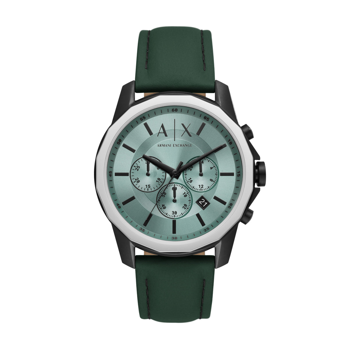Armani Exchange Banks Chronograph Green Leather Strap Watch - AX1725 Hoofdafbeelding