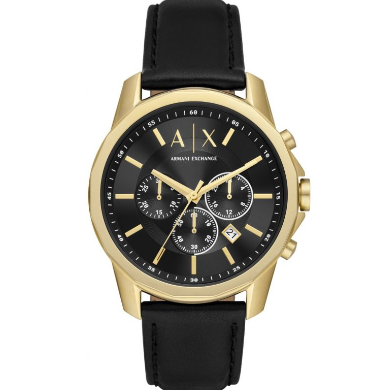 Armani Exchange Banks Chronograph Black Leather Men's Watch - AX7133 Hoofdafbeelding