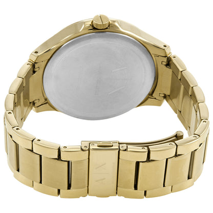 Armani Exchange Hampton AX2415 watch caseback with gold bracelet visible