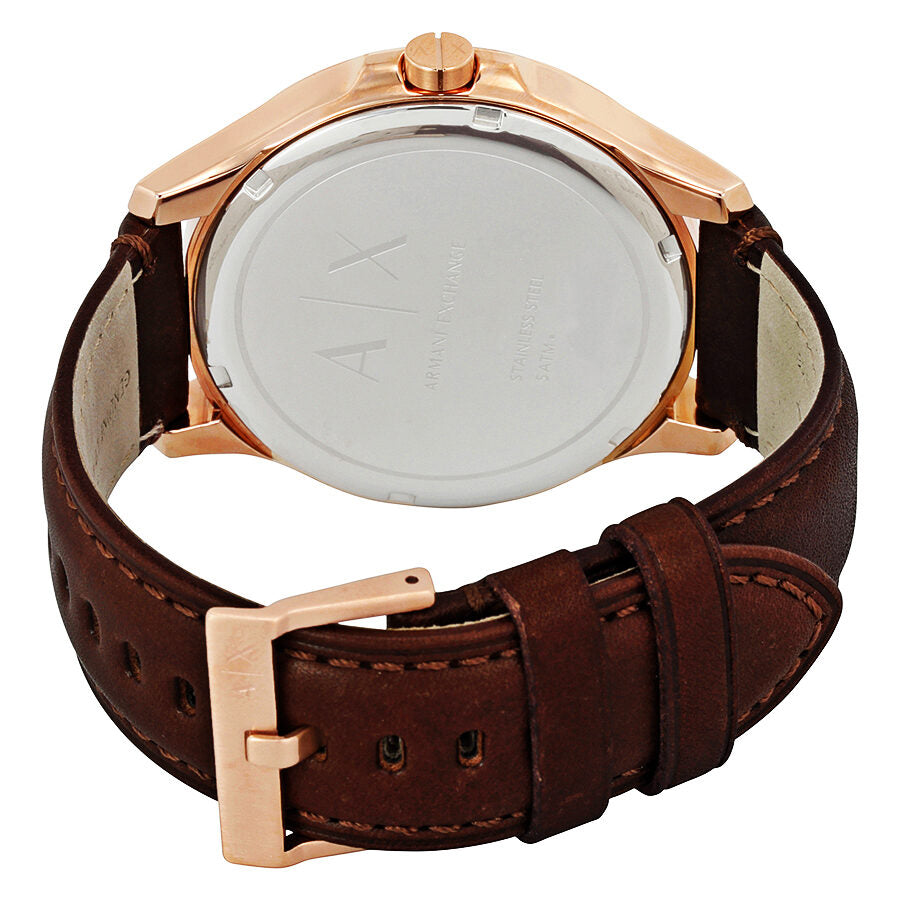 Armani Exchange Hampton Blue Dial Brown Leather Date Watch AX2172