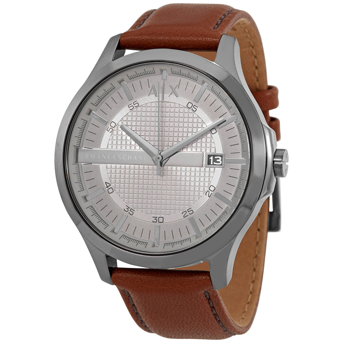 Armani Exchange Hampton Brown Leather Grey Dial Date Watch - AX2414 Hoofdafbeelding