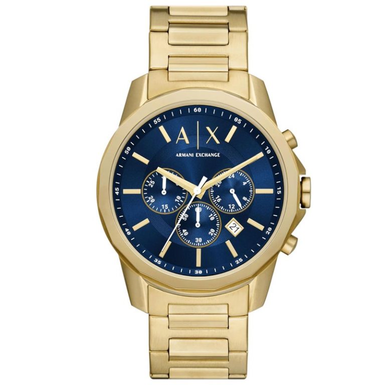 Armani Exchange Banks Chronograaf Multifunctioneel Horloge met Blauwe Wijzerplaat en Gouden Details - AX7151 Hoofdafbeelding