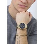 Armani Exchange Banks Chronograph Blue Dial Gold Multifunction Watch - AX7151