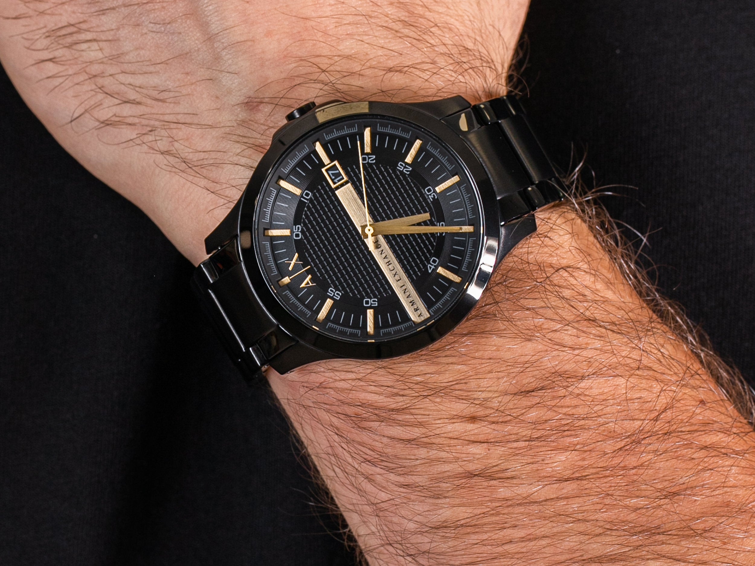 Armani Exchange Hampton Date Black Dial Black Watch - AX2413
