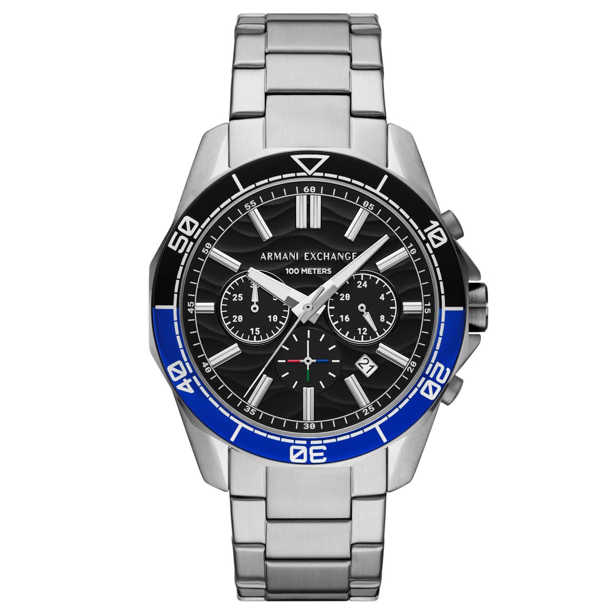 Armani Exchange Spencer Black/Blue Dial Silver Watch - AX7166 Hoofdafbeelding