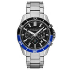 Armani Exchange Spencer Black/Blue Dial Silver Watch - AX7166