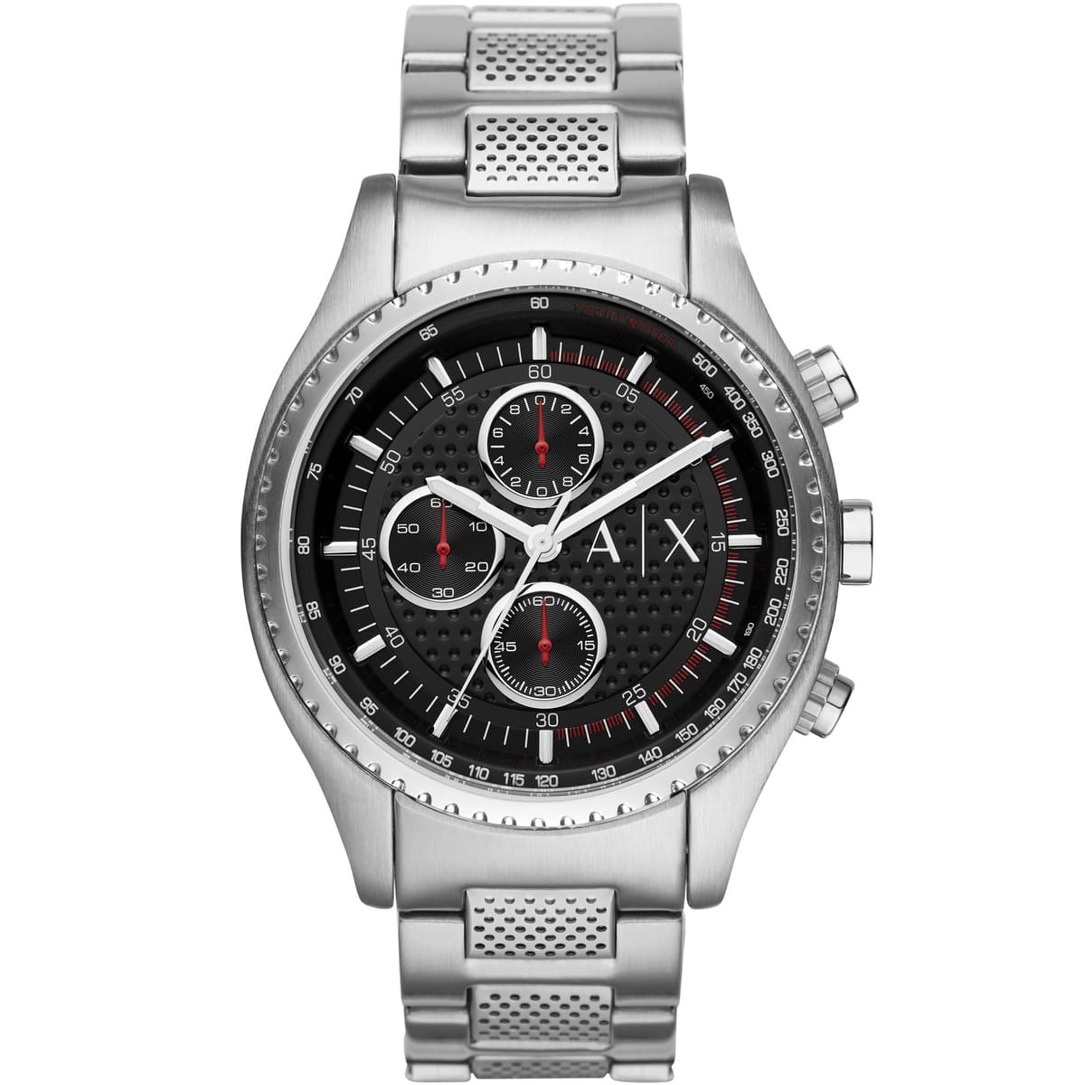 Armani Exchange 45mm Black Dial Silver-Tone Chronograph Men's Watch AX1612