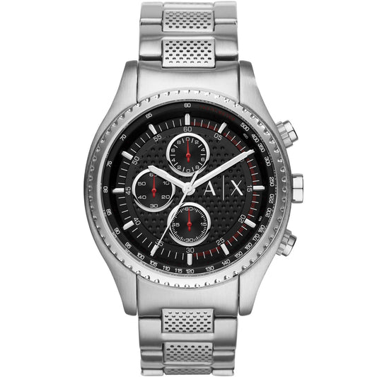 Armani Exchange 45mm Black Dial Silver-Tone Chronograph Men's Watch AX1612