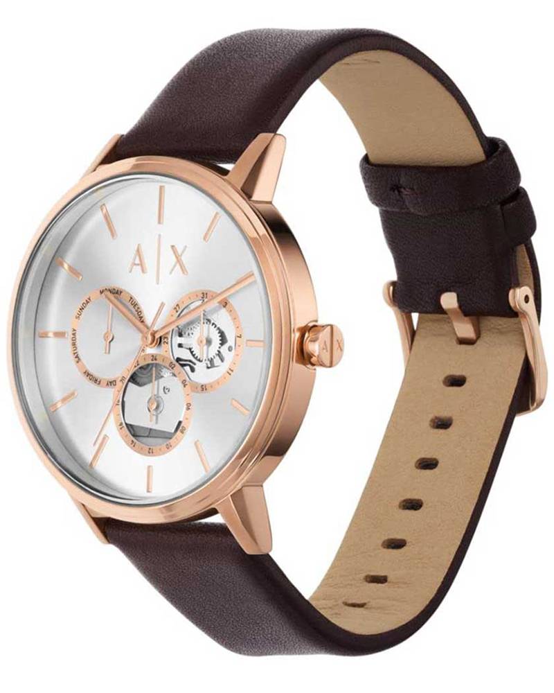 Armani Exchange Cayde Multifunctioneel Herenhorloge met Bruine Lederen Band - AX2756 Secundaire afbeelding