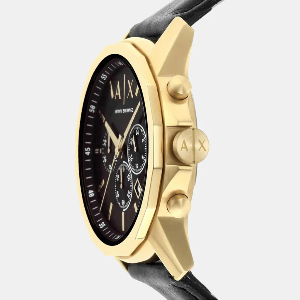 Armani Exchange Banks Chronograph Black Leather Men's Watch - AX7133