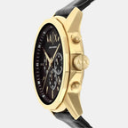 Armani Exchange Banks Chronograph Black Leather Men's Watch - AX7133