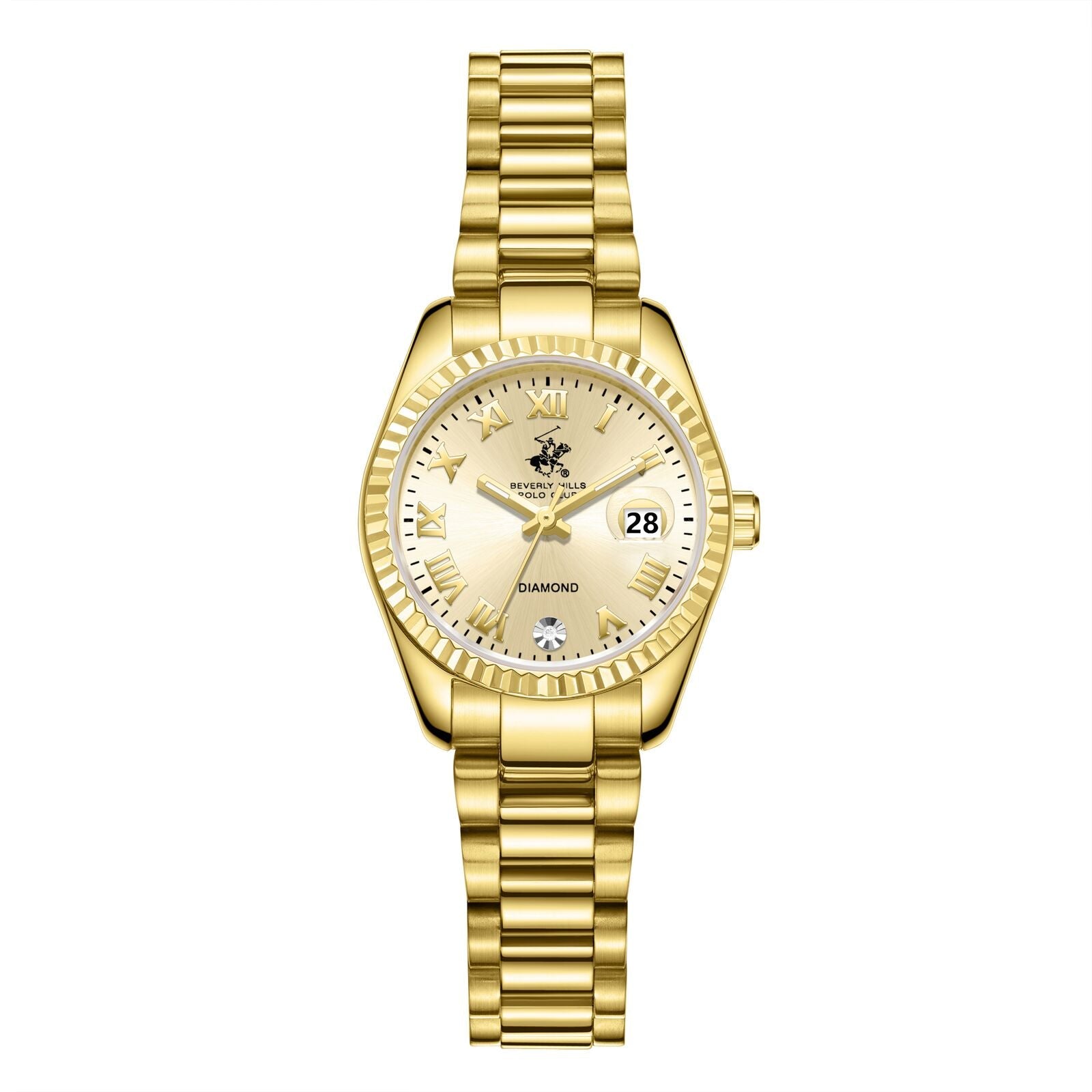 Beverly Hills Polo Club Roman Numeral All Gold Diamond Watch - BP3819X.110 Main image