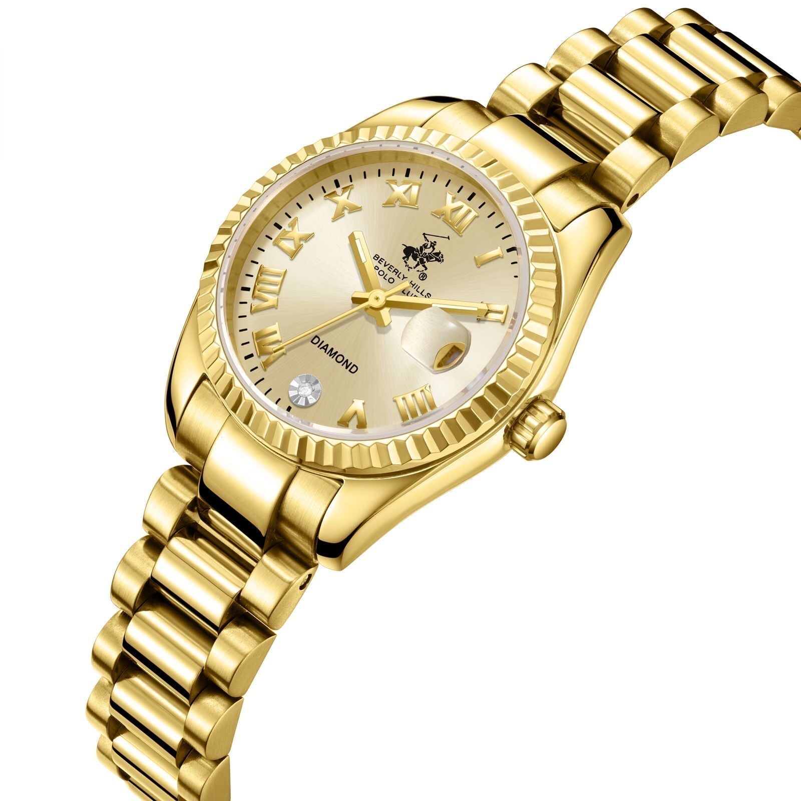 Beverly Hills Polo Club Roman Numeral All Gold Diamond Watch - BP3819X.110 Secondary image