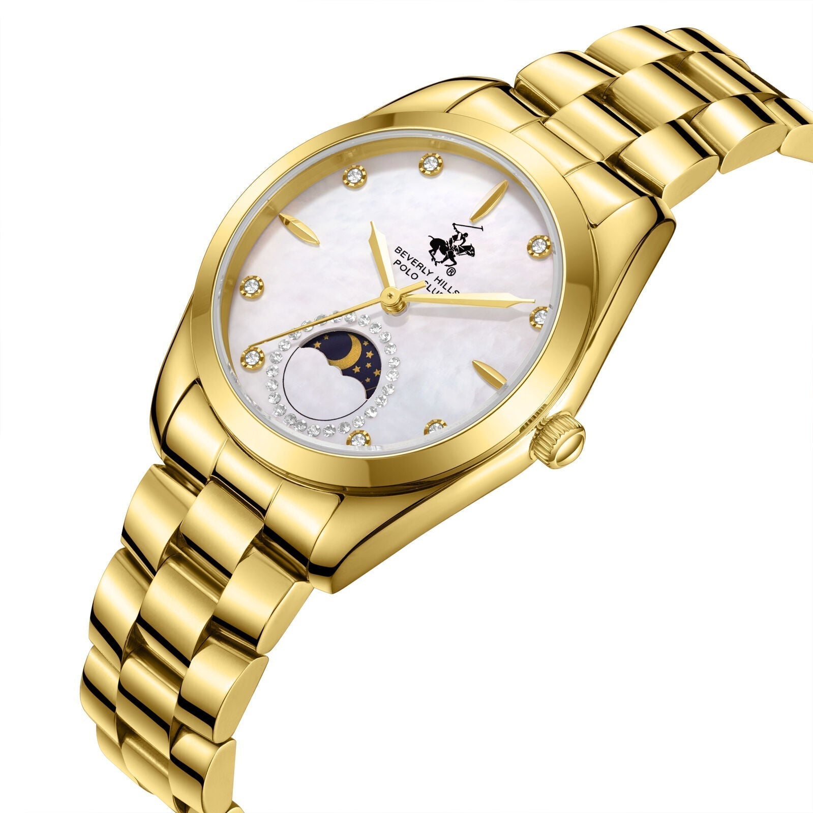 Beverly Hills Polo Club Moonphase Mother Pearl Gold Diamond Watch BP3833X.120 Secondary image