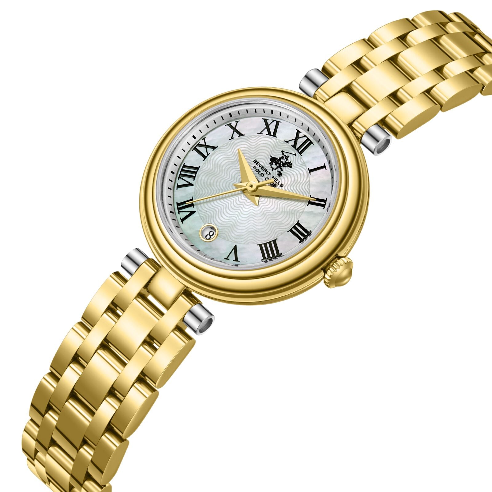 Beverly Hills Polo Club Mother Pearl All Gold Date Watch - BP3838X.120