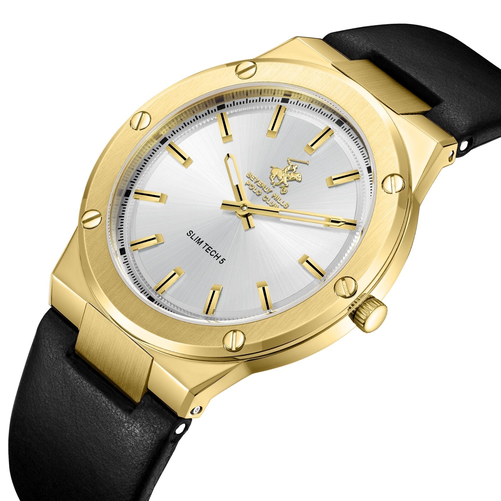 Beverly Hills Polo Club Slim Tech 5 Black Leather Gold Watch BP3817X.131 Secondary image
