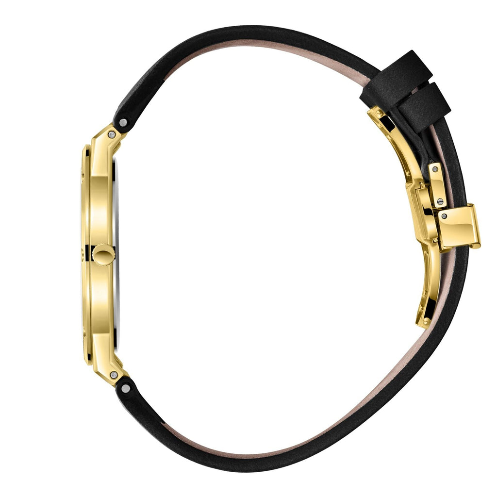 Beverly Hills Polo Club Slim Tech 5 Black Leather Gold Watch BP3817X.131