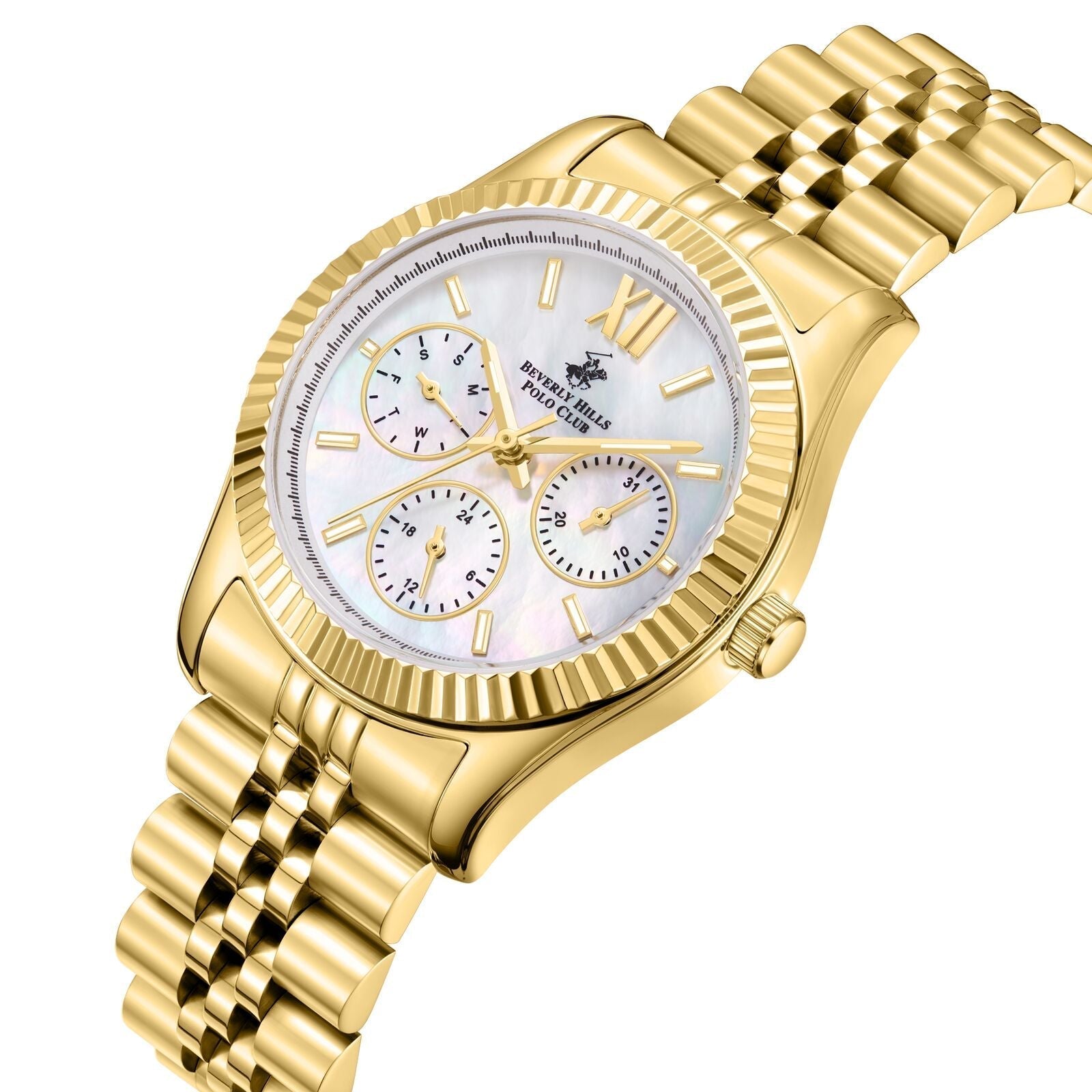 Beverly Hills Polo Club Multifunction Mother Pearl Gold Watch - BP3169C.121 Secondary image