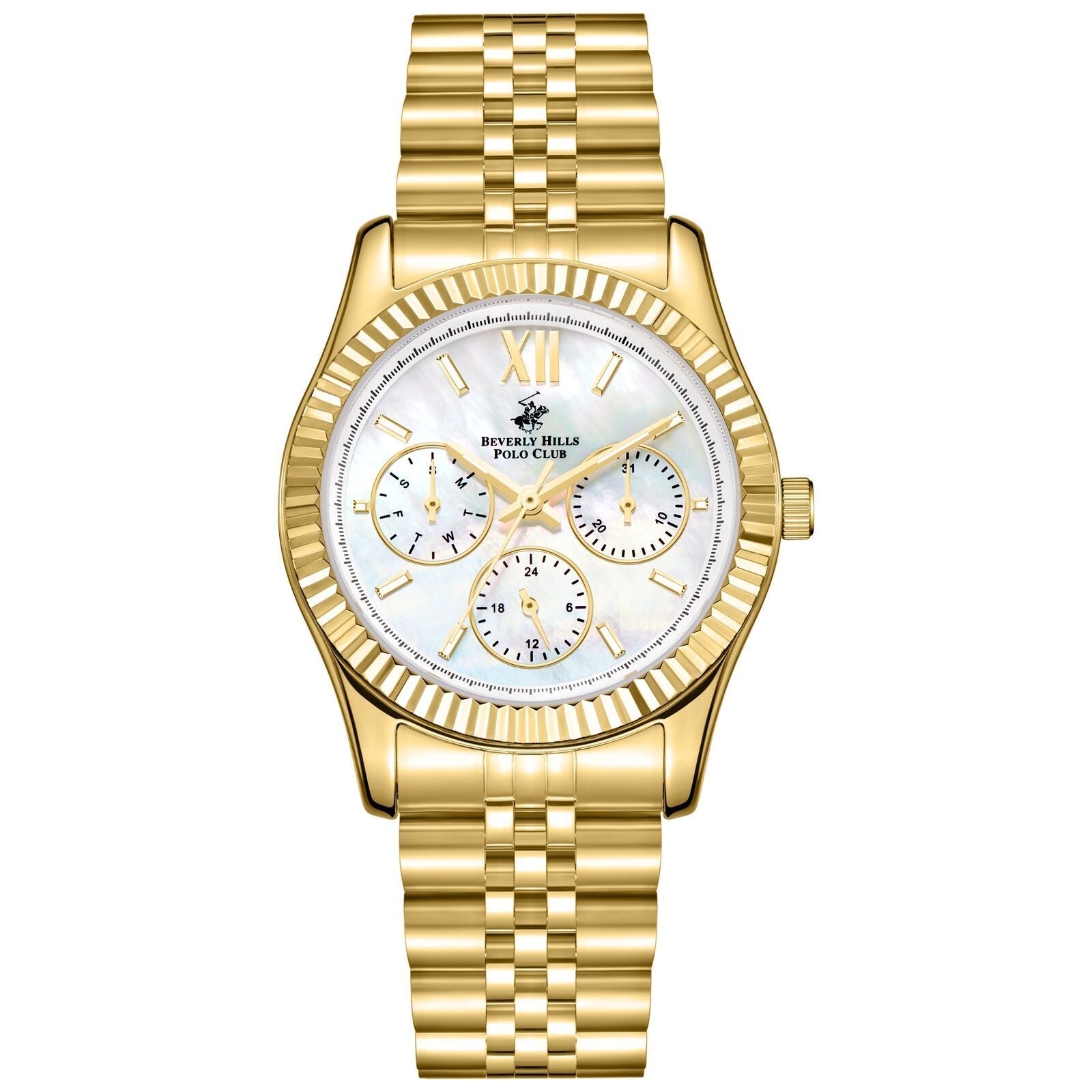 Beverly Hills Polo Club Multifunction Mother Pearl Gold Watch - BP3169C.121 Main image