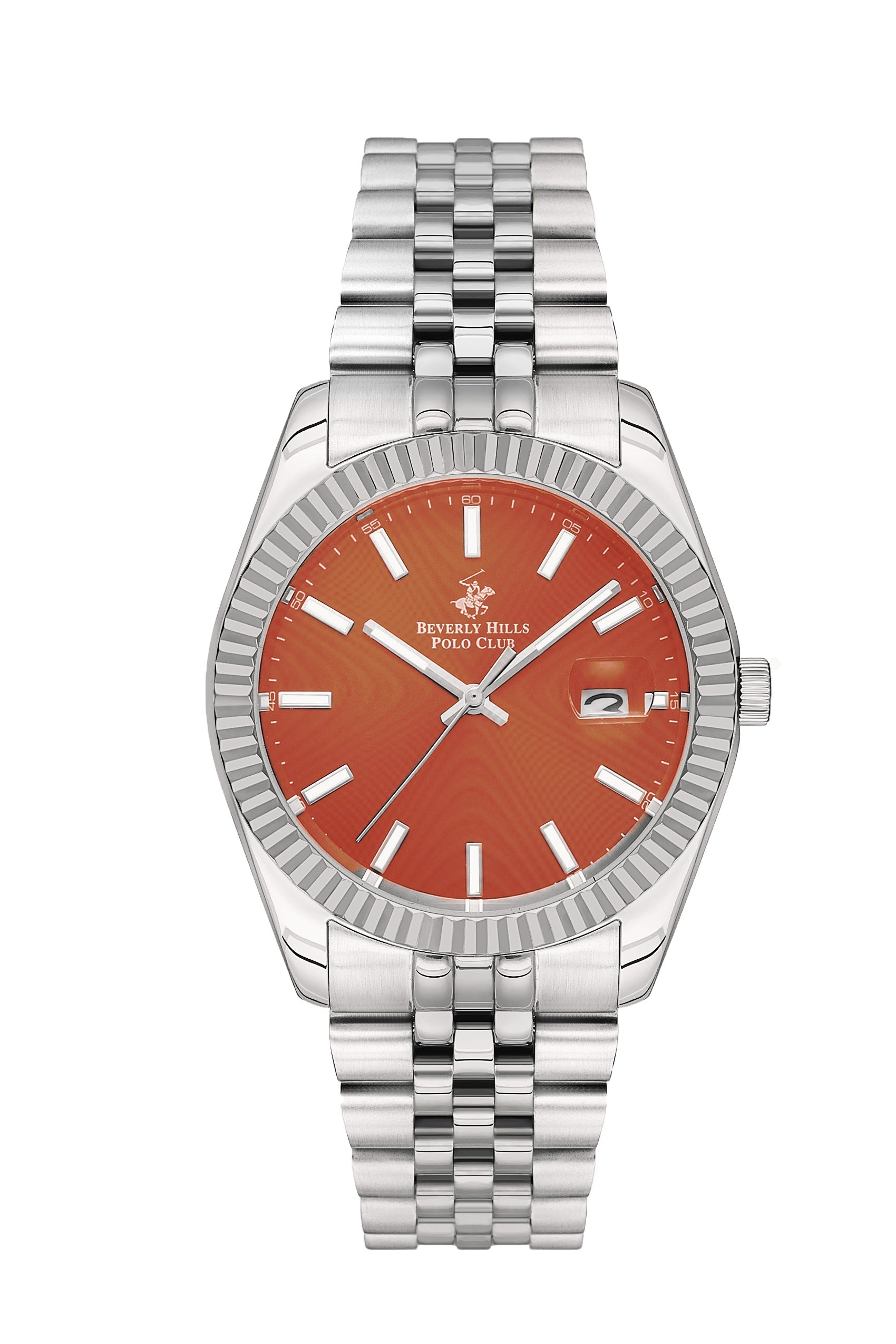 Beverly Hills Polo Club Classy Orange Dial 41mm Silver Watch – BP3018X.301 Hoofdafbeelding