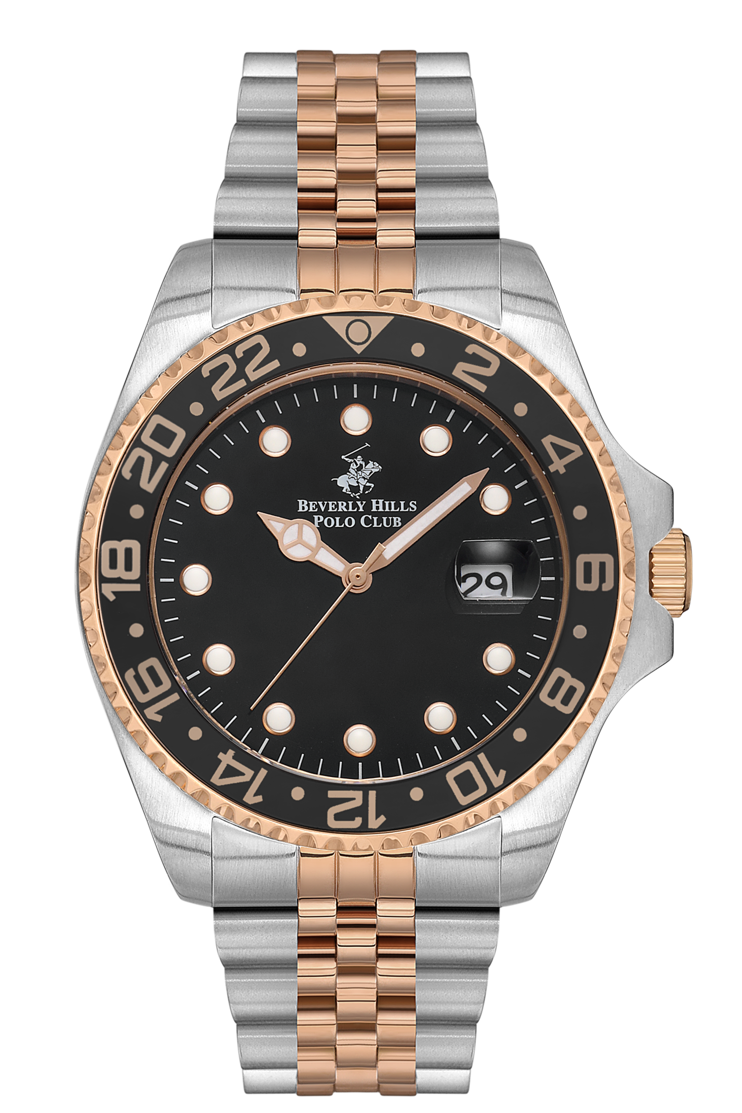 Beverly Hills Polo Club Waterproof Two-Tone Black Dial Date Watch BP3126X.550 Hoofdafbeelding