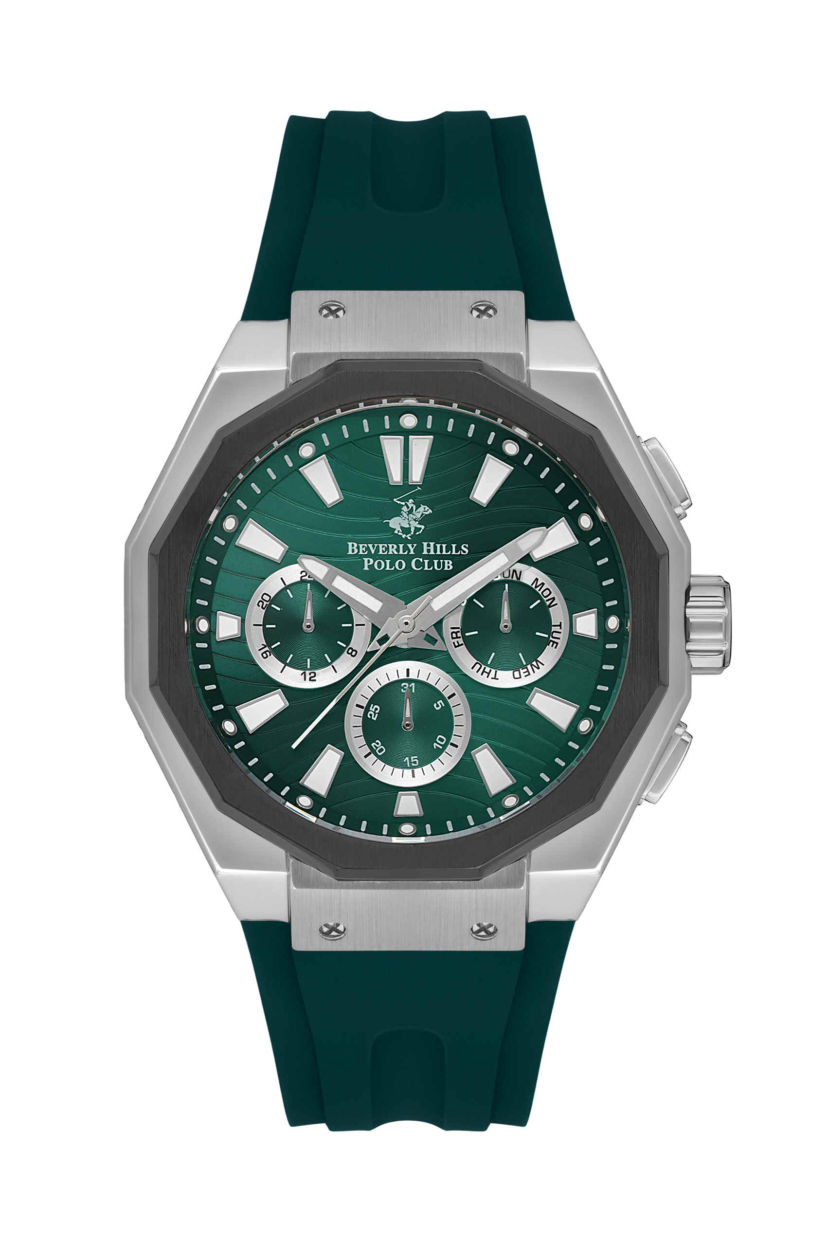 BEVERLY HILLS POLO CLUB Green Chronograph Silicone Watch – BP3557X.375