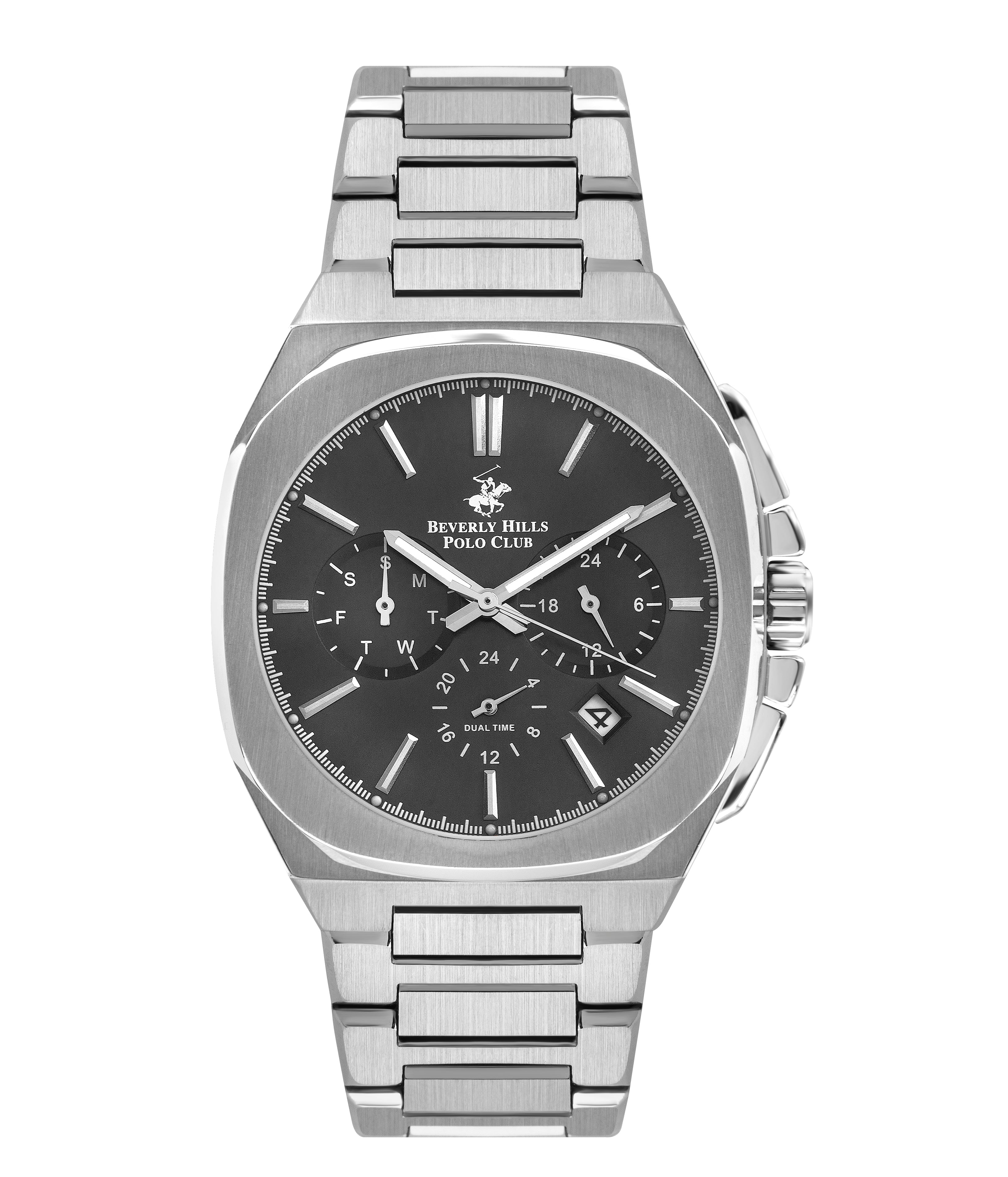 Beverly Hills Polo Club Dual Time Black Dial Silver Watch – BP3210X.350 Main image