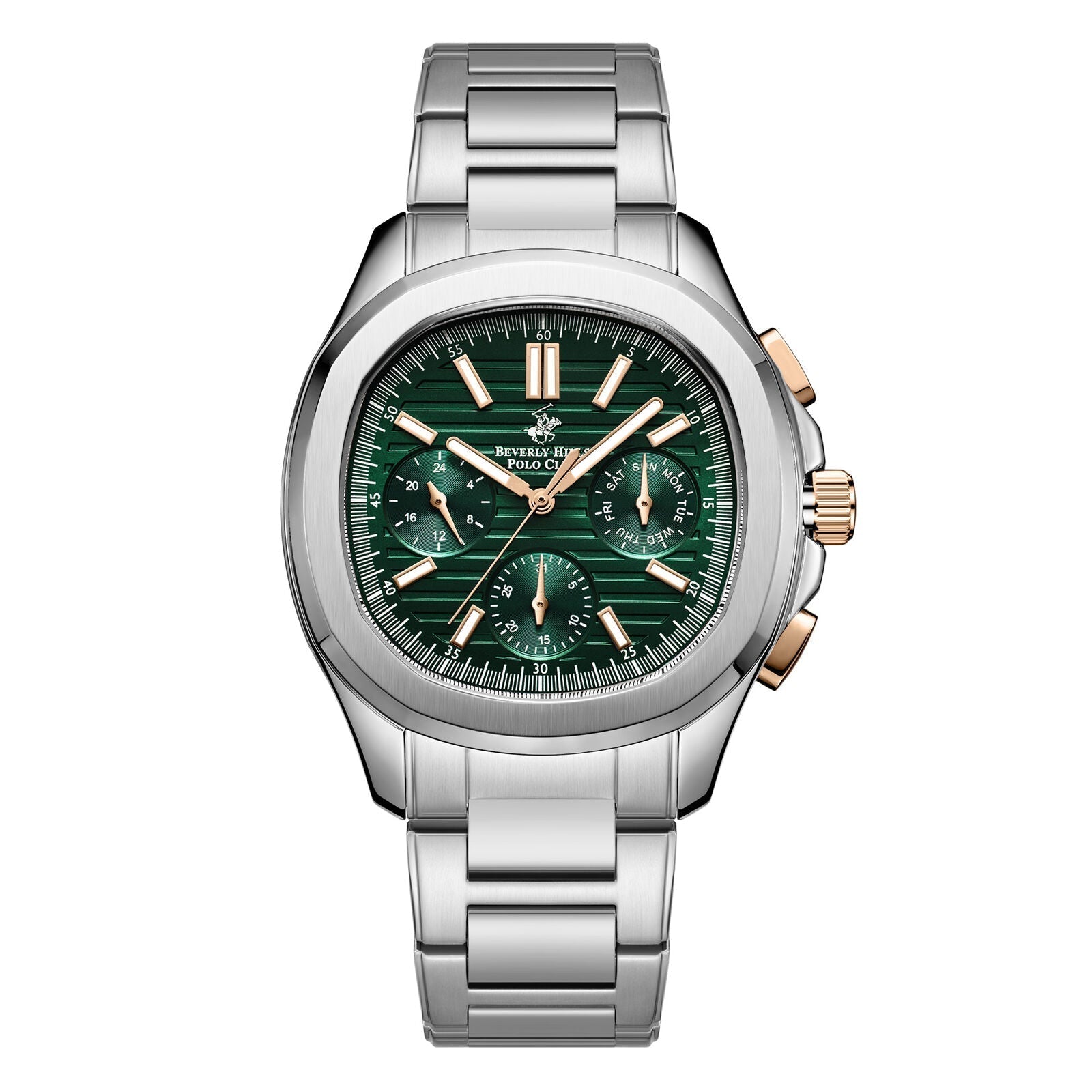 Beverly Hills Polo Club Multifunction Green Dial Silver Watch - BP3212X.371 Main image