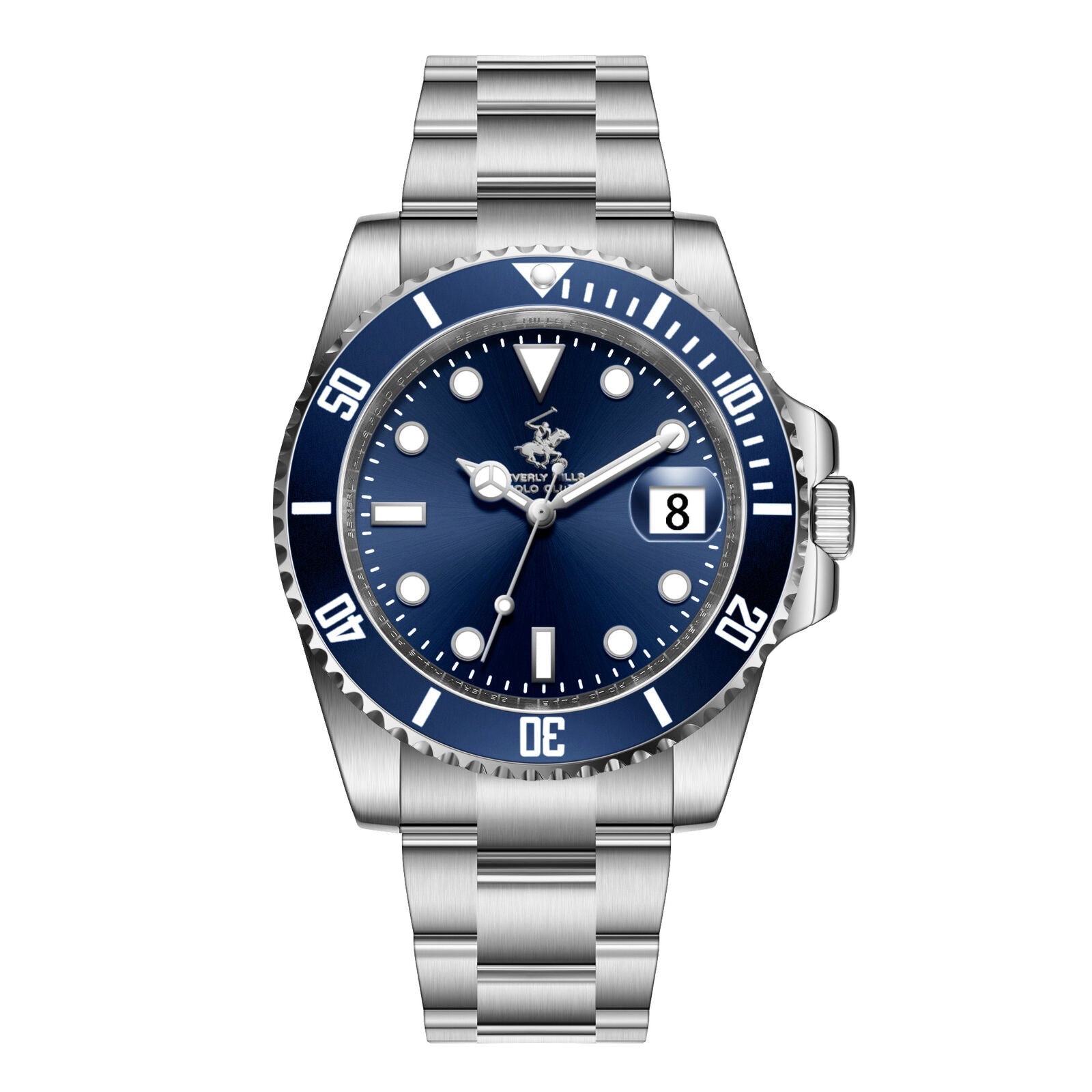 Beverly Hills Polo Club Waterproof Blue Dial Silver Date Watch BP3791X.390 Main image