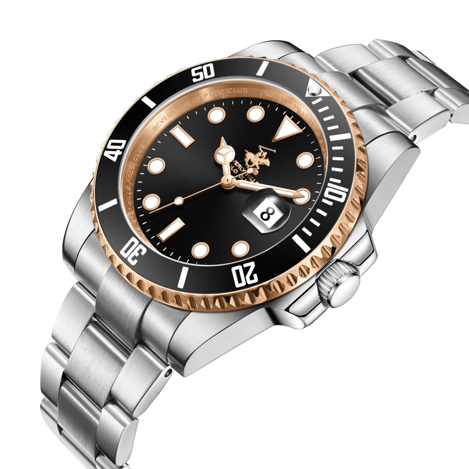 Beverly Hills  Polo Club Waterproof Black Dial Silver Date Watch - BP3791X.550 Secondary image