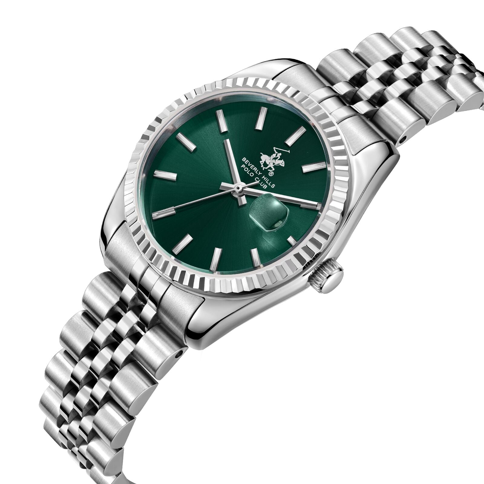 Beverly Hills Polo Club Sunray Green Dial Classic Silver Watch BP3827X.370 Secondary image