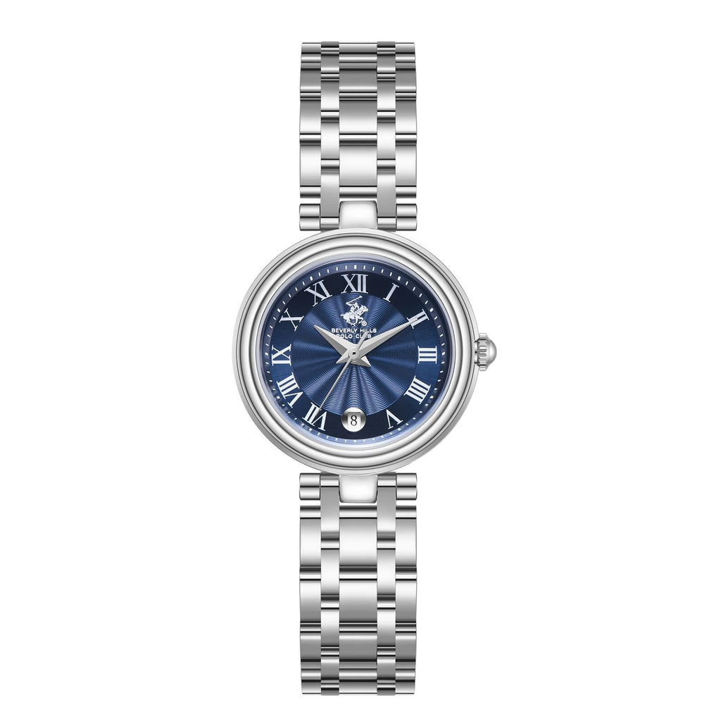 Beverly Hills Polo Club Roman Numeral Blue Dial Silver Watch - BP3838X.390