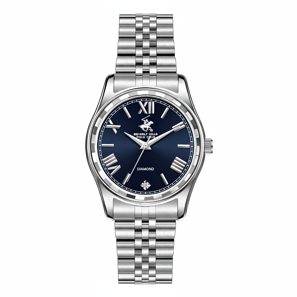 Beverly Hills Polo Club Sapphire Coated Blue Dial Silver Diamond Watch BP3808C.390 Hoofdafbeelding