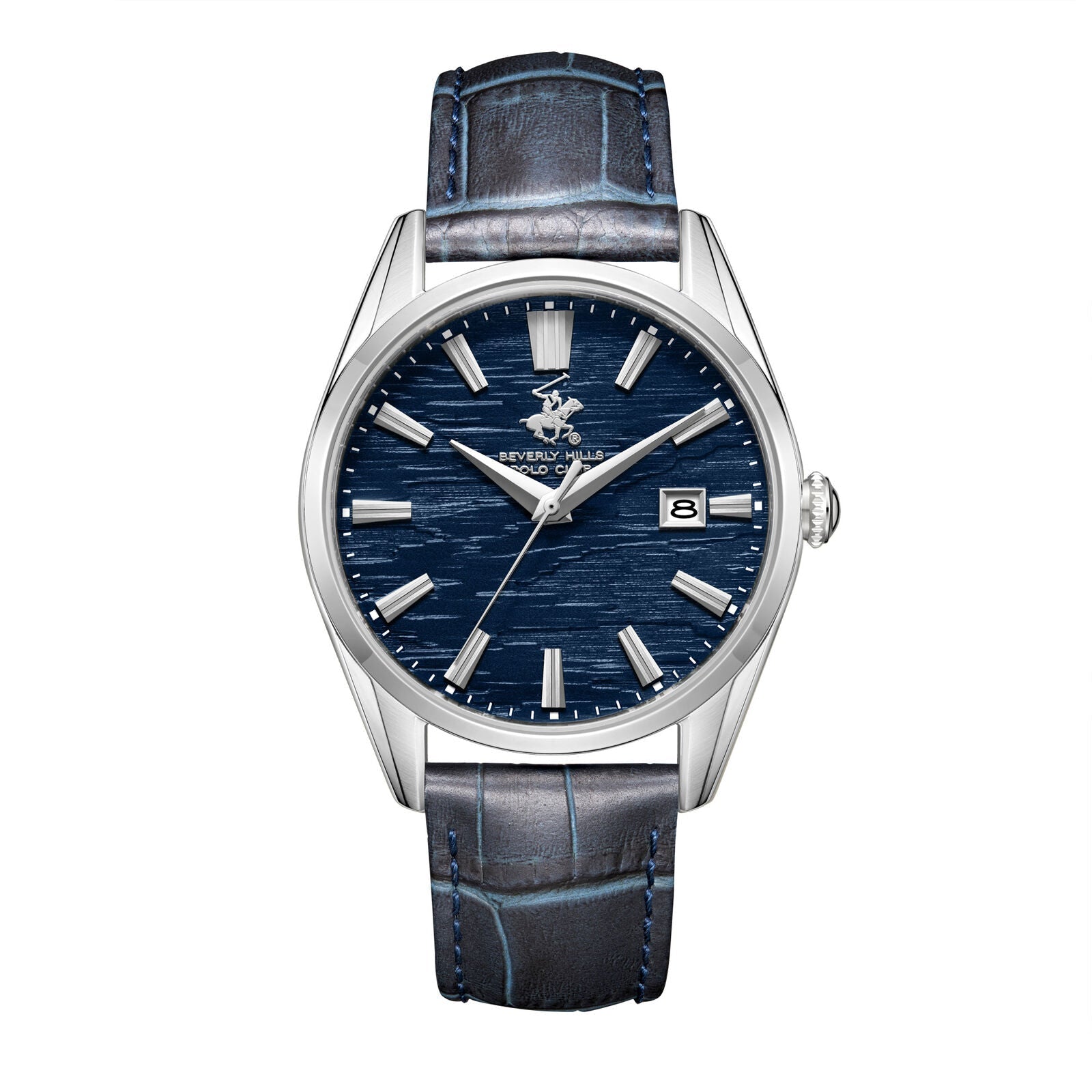 Beverly Hills Polo Club Blue Dial Blue Leather Silver Date Watch - BP3811X.399 Main image